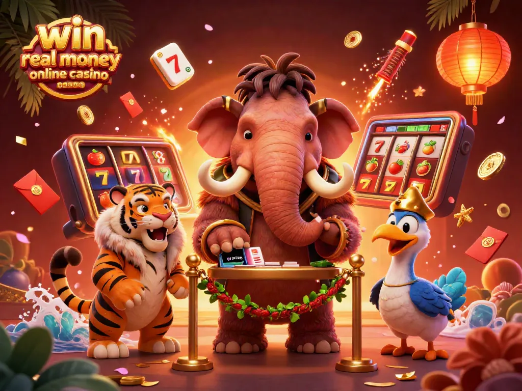 Experience the vibrant excitement of a win real money online casino with captivating gaming characters.