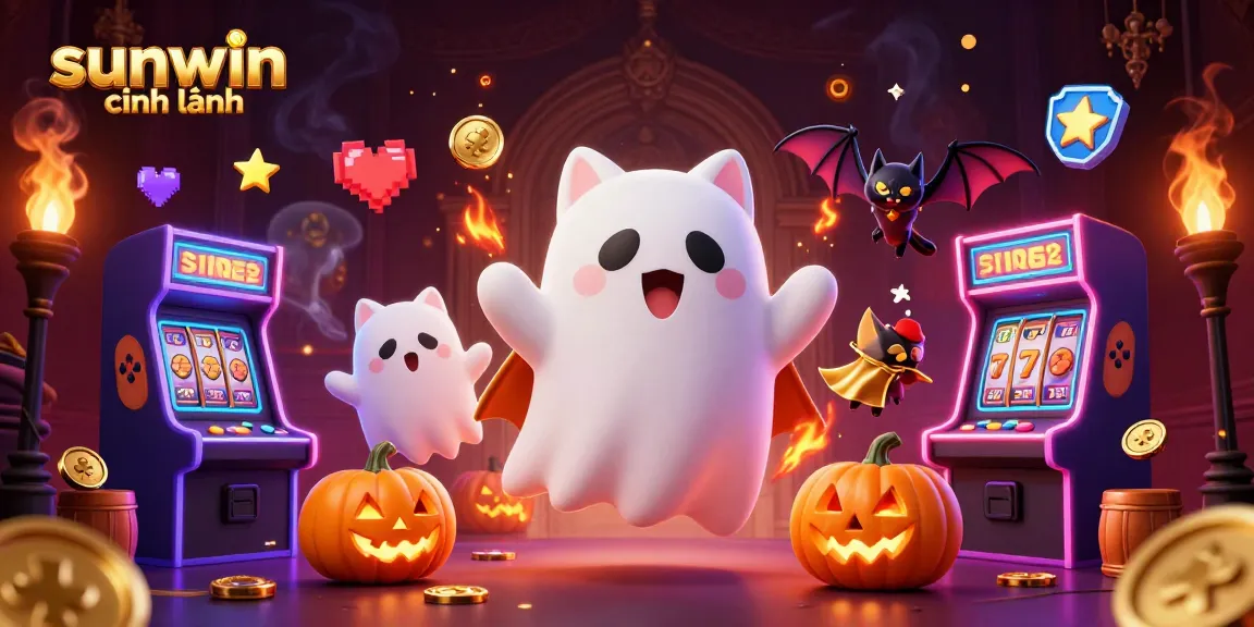 Play exciting games with sunwin chính hãng in a richly detailed haunted casino scene
