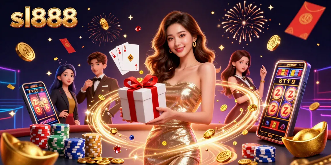Celebrate wins with sl888 in a vibrant Lunar New Year casino scene featuring luck and joy.