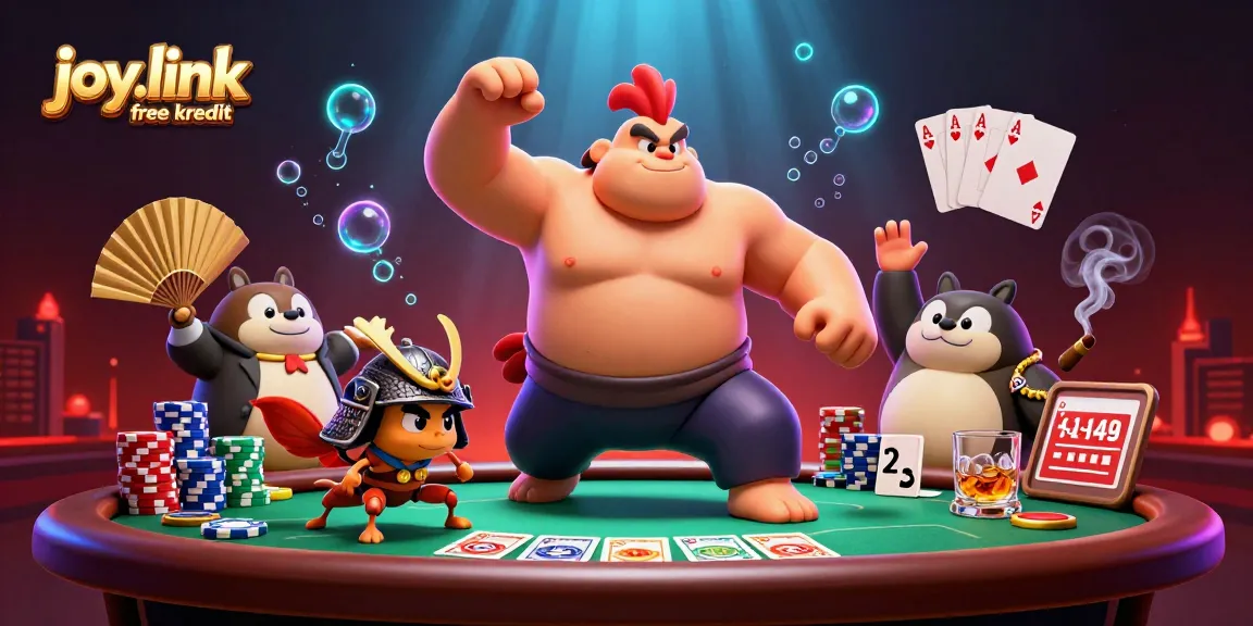 Acknowledge joy.link free kredit while engaging in thrilling poker games with animated characters.
