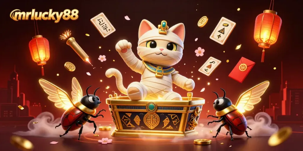 Experience thrilling games at mrlucky88 with a vibrant cartoon rendition of casino excitement.