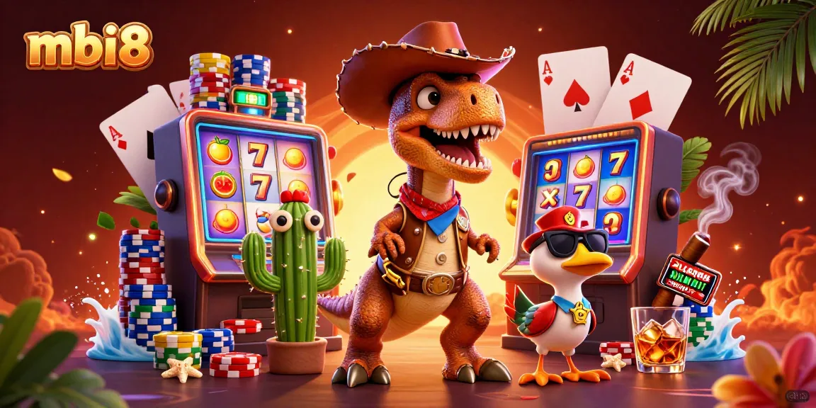 Experience thrilling games with mbi8's exciting slot machine adventure featuring vibrant characters.