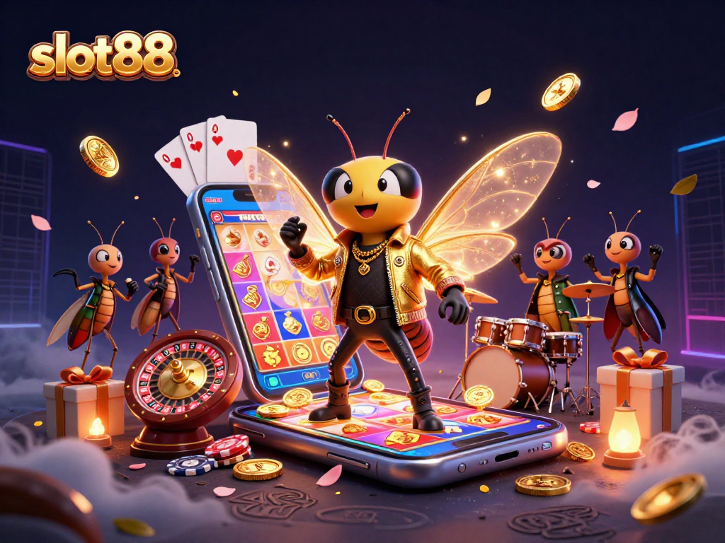 Engage with the exciting slot88 scene featuring vibrant characters and dynamic elements from the world of online gambling.