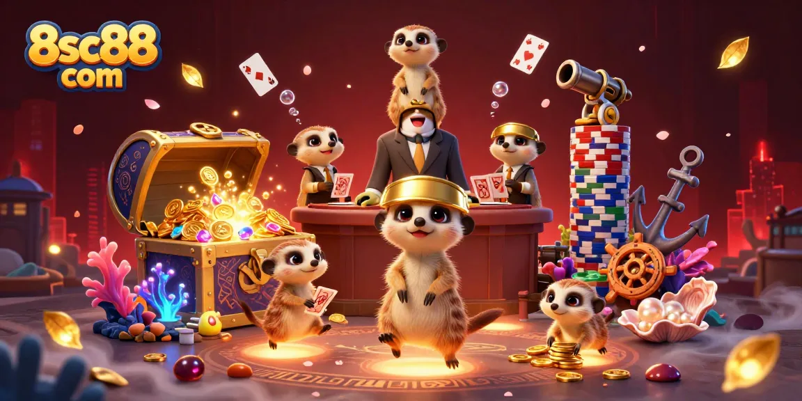Experience the vibrant casino adventure at 8sc88 com with playful meerkats and dynamic game elements.
