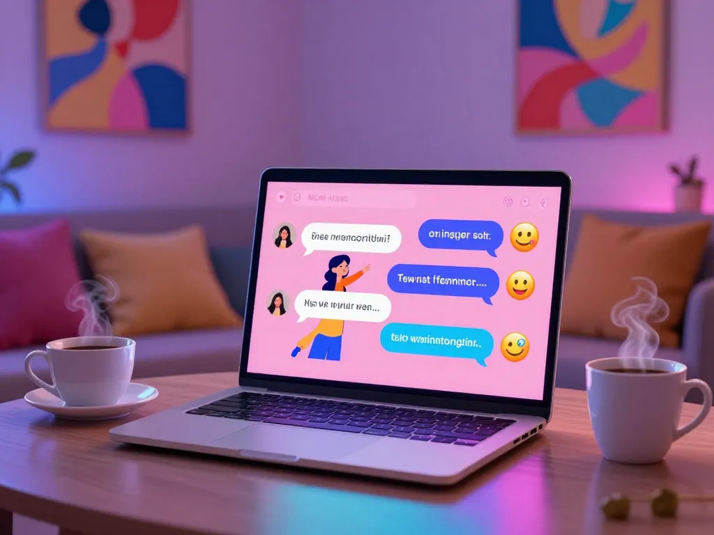 Engaging NSFW AI chat scene with vibrant character interactions and cozy atmosphere.